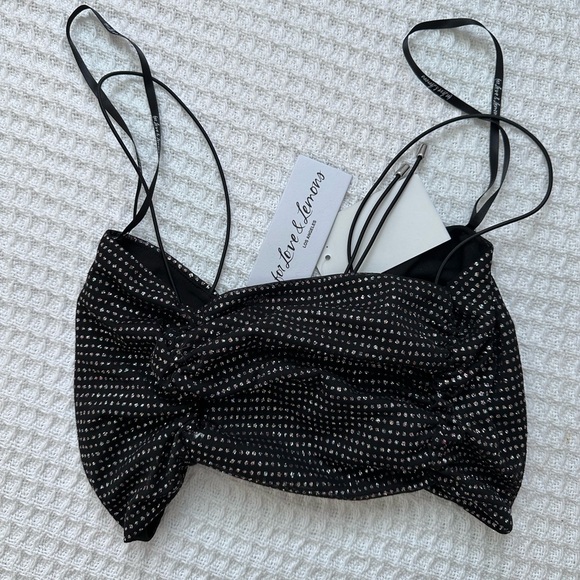 For Love And Lemons Tops - NWT For Love & Lemons Black Glitter Crop Tube Top